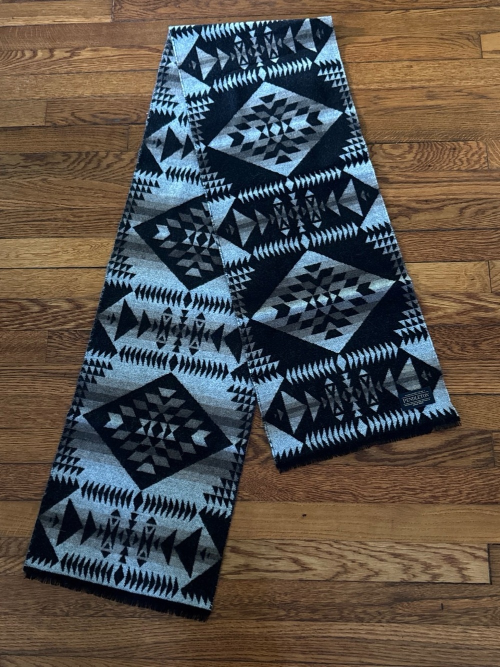 Pendleton Wool Scarf in the striking Black Rock Point pattern
